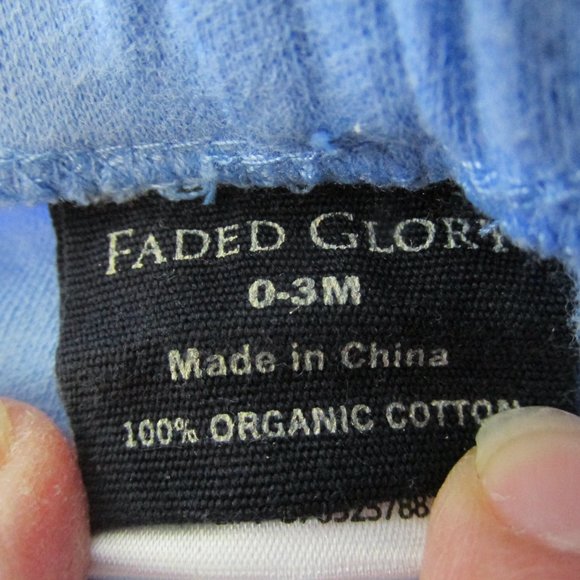 Faded Glory Pull On Elastic Sweatpants Boys Size 0-3M Blue Infant Jogger Bottoms - Picture 2 of 2